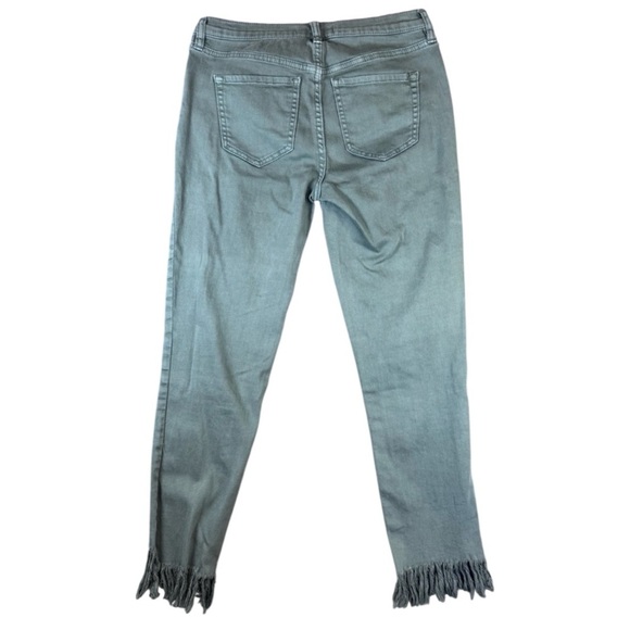 Free People Distressed Green Cropped Jeans with Frayed Hem - Picture 15 of 15